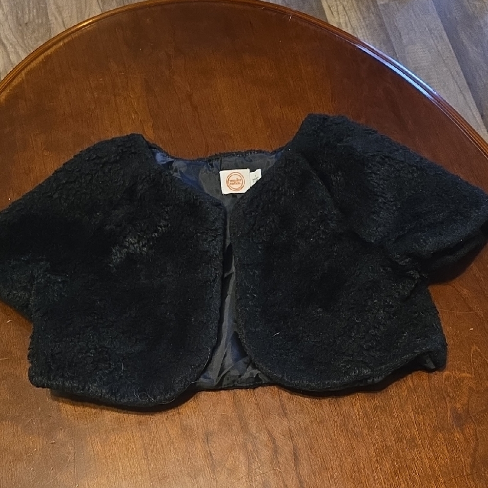 Cozy Black Faux Fur Kids Cape